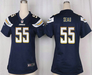 Women's San Diego Chargers #55 Junior Seau Navy Blue Team Color Stitched NFL Nike Game Jersey