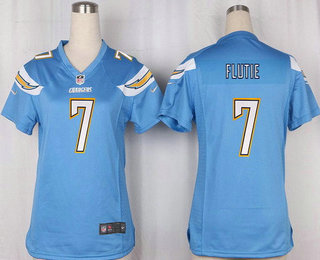 Women's San Diego Chargers #7 Doug Flutie Light Blue Alternate Stitched NFL Nike Game Jersey