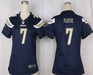 Women's San Diego Chargers #7 Doug Flutie Navy Blue Team Color Stitched NFL Nike Game Jersey