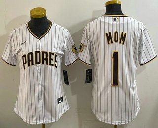 Women's San Diego Padres #1 MOM White Cool Base Stitched Jersey