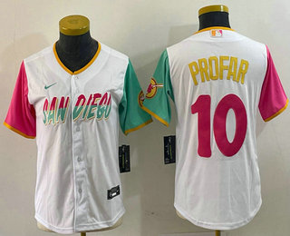 Women's San Diego Padres #10 Jurickson Profar White City Connect Stitched Baseball Jersey