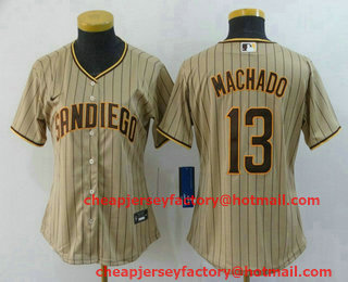 Women's San Diego Padres #13 Manny Machado Gray Stitched MLB Cool Base Nike Jersey