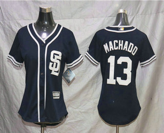 Women's San Diego Padres #13 Manny Machado Navy Blue Alternate Stitched MLB Cool Base Jersey