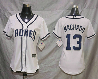 Women's San Diego Padres #13 Manny Machado White Home Stitched MLB Cool Base Jersey