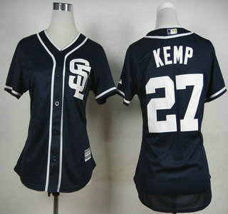 Women's San Diego Padres #27 Matt Kemp Navy Blue Jersey