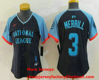 Women's San Diego Padres #3 Jackson Merrill Navy 2024 All Star Limited Stitched Jersey