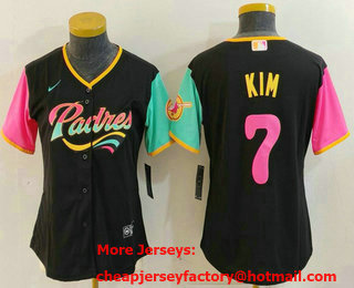 Women's San Diego Padres #7 Ha Seong Kim Black Fashion Baseball Jersey