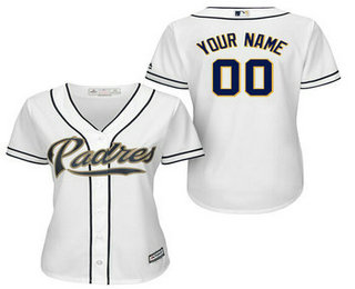 Women's San Diego Padres Authentic Personalized Home White Baseball Jersey