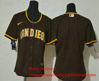 Women's San Diego Padres Blank Brown Stitched MLB Cool Base Nike Jersey