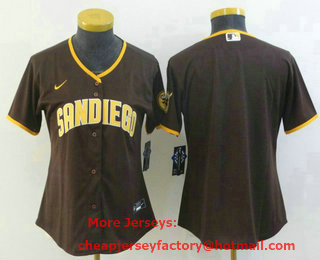 Women's San Diego Padres Blank Brown Stitched MLB Cool Base Nike Jersey