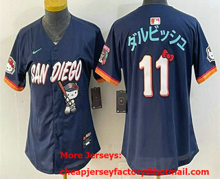 Women's San Diego Padres X Hello Kitty #11 Yu Darvish Korean Navy 2026 City Connect Stadium Jersey