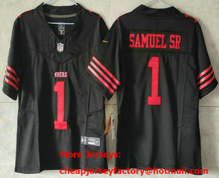 Women's San Francisco 49ers #1 Deebo Samuel Sr Limited Black FUSE Vapor Jersey