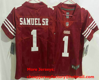 Women's San Francisco 49ers #1 Deebo Samuel Sr Limited Red Vapor Jersey