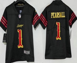 Women's San Francisco 49ers #1 Ricky Pearsall Limited Black Rivalries Vapor Jersey