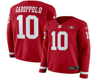 Women's San Francisco 49ers #10 Jimmy Garoppolo Nike Red Therma Long Sleeve Limited Jersey