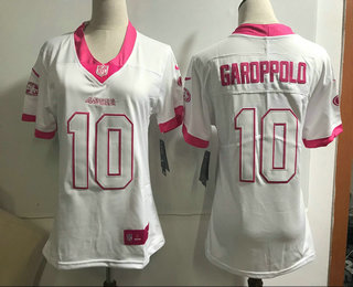 Women's San Francisco 49ers #10 Jimmy Garoppolo White Pink 2016 Color Rush Fashion NFL Nike Limited Jersey