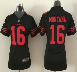 Women's San Francisco 49ers #16 Joe Montana  2015 Nike Black Game Jersey