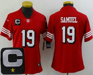 Women's San Francisco 49ers #19 Deebo Samuel Limited Red Throwback C Patch Vapor Jersey