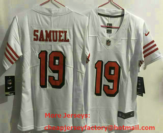 Women's San Francisco 49ers #19 Deebo Samuel New White 2021 Color Rush Vapor Untouchable Limited Jersey