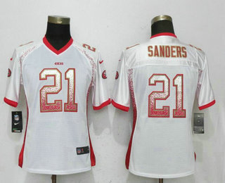 Women's San Francisco 49ers #21 Deion Sanders White Drift Stitched NFL Nike Fashion Elite Jersey