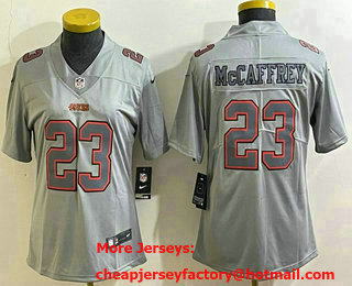 Women's San Francisco 49ers #23 Christian McCaffrey Grey Atmosphere Fashion Stitched Game Jersey