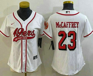 Women's San Francisco 49ers #23 Christian McCaffrey Limited White Alternate Baseball Jersey