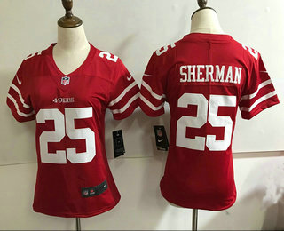 Women's San Francisco 49ers #25 Richard Sherman Red 2017 Vapor Untouchable Stitched NFL Nike Limited Jersey