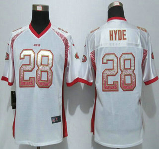 Women's San Francisco 49ers #28 Carlos Hyde White Drift Fashion NFL Nike Jersey