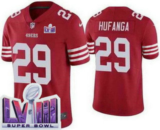 Women's San Francisco 49ers #29 Talanoa Hufanga Limited Red LVIII Super Bowl Vapor Jersey
