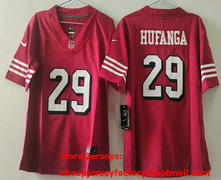 Women's San Francisco 49ers #29 Talanoa Hufanga Red 2023 Color Rush Vapor Limited Jersey