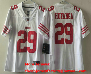 Women's San Francisco 49ers #29 Talanoa Hufanga White Limited Vapor Jersey