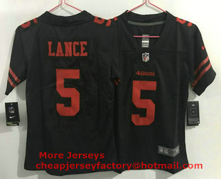 Women's San Francisco 49ers #5 Trey Lance Black 2021 Vapor Untouchable Stitched NFL Nike Limited Jersey
