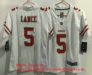 Women's San Francisco 49ers #5 Trey Lance White 2021 Vapor Untouchable Stitched NFL Nike Limited Jersey