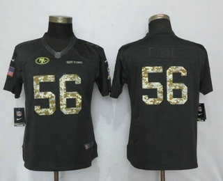 Women's San Francisco 49ers #56 Reuben Foster Black Anthracite 2016 Salute To Service Stitched NFL Nike Limited Jersey