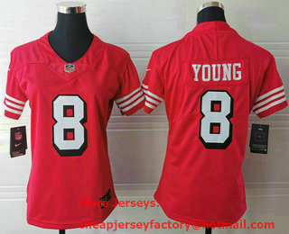 Women's San Francisco 49ers #8 Steve Young Red 2021 Color Rush Vapor Untouchable Limited Jersey
