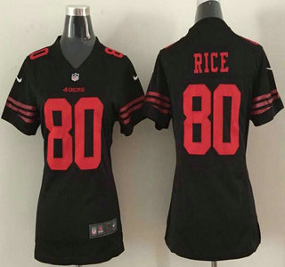 Women's San Francisco 49ers #80 Jerry Rice  2015 Nike Black Game Jersey