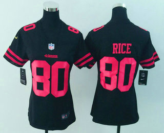 Women's San Francisco 49ers #80 Jerry Rice Black 2017 Vapor Untouchable Stitched NFL Nike Limited Jersey