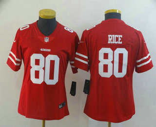 Women's San Francisco 49ers #80 Jerry Rice Red 2017 Vapor Untouchable Stitched NFL Nike Limited Jersey