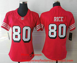 Women's San Francisco 49ers #80 Jerry Rice Red 2021 Color Rush Vapor Untouchable Limited Jersey