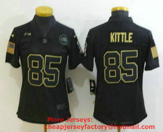 Women's San Francisco 49ers #85 George Kittle Black 2020 Salute To Service Stitched NFL Nike Limited Jersey