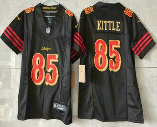 Women's San Francisco 49ers #85 George Kittle Limited Black Rivalries FUSE Vapor Jersey