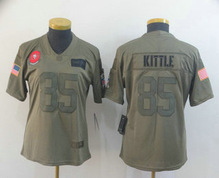 Women's San Francisco 49ers #85 George Kittle NEW Olive 2019 Salute To Service Stitched NFL Nike Limited Jersey