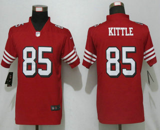 Women's San Francisco 49ers #85 George Kittle Red New 2018 Color Rush Vapor Untouchable Limited Jersey