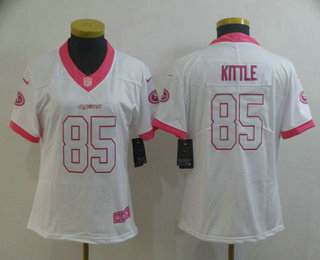 Women's San Francisco 49ers #85 George Kittle White Pink 2016 Color Rush Fashion NFL Nike Limited Jersey