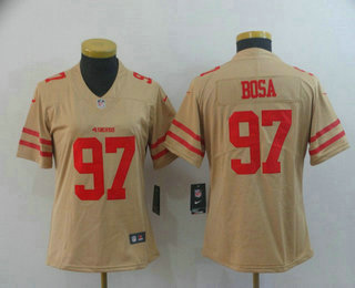 Women's San Francisco 49ers #97 Nick Bosa Gold 2019 Inverted Legend Stitched NFL Nike Limited Jersey