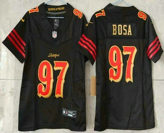 Women's San Francisco 49ers #97 Nick Bosa Limited Black Rivalries FUSE Vapor Jersey