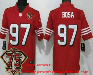 Women's San Francisco 49ers #97 Nick Bosa Red 75th Anniversary 2021 Color Rush Vapor Untouchable Limited Jersey