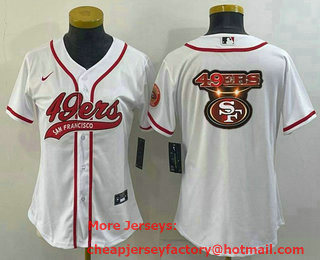 Women's San Francisco 49ers White Team Big Logo With Patch Cool Base Stitched Baseball Jersey