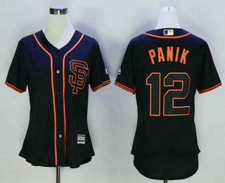 Women's San Francisco Giants #12 Joe Panik Black SF Cool Base Baseball Jersey