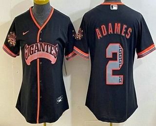 Women's San Francisco Giants #2 Willy Adames Black 2026 Alternate Stadium Stitched Jersey